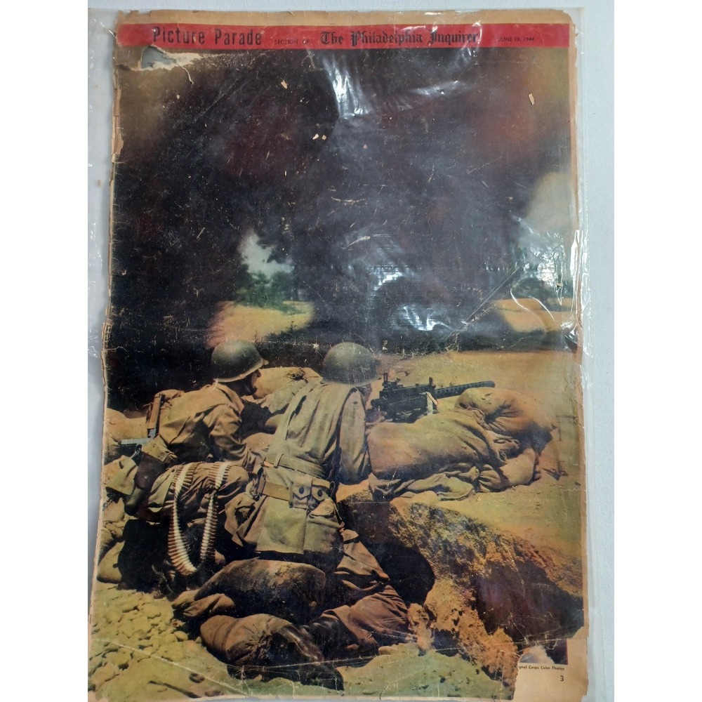 Vintage 1944 Philadelphia Inquirer Picture Parade WWII Combat Cover June 18